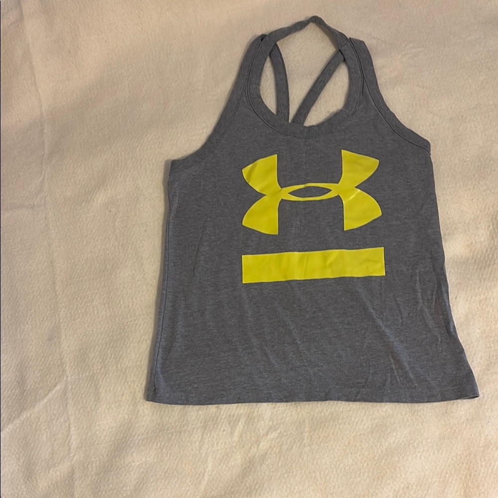 Under Armour Gray and Yellow Tank Top